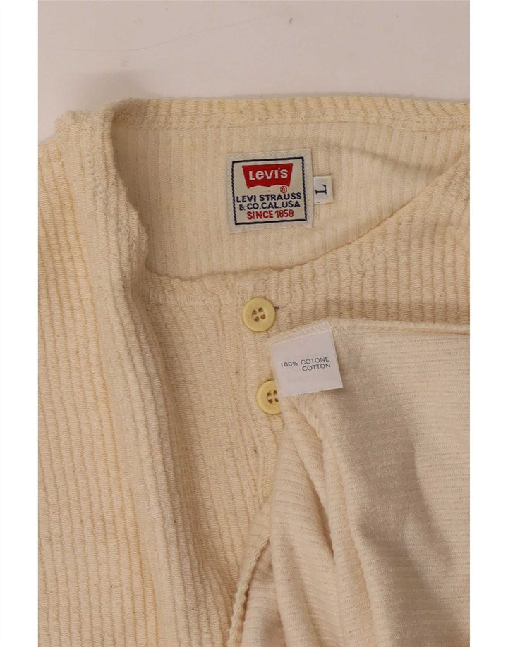 Męski top Levi's z długim rękawem, duży, beżowy, bawełniany