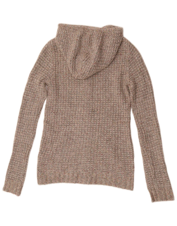 Damski sweter rozpinany z kapturem Fat Face UK 6 XS Brązowy, nakrapiany akryl