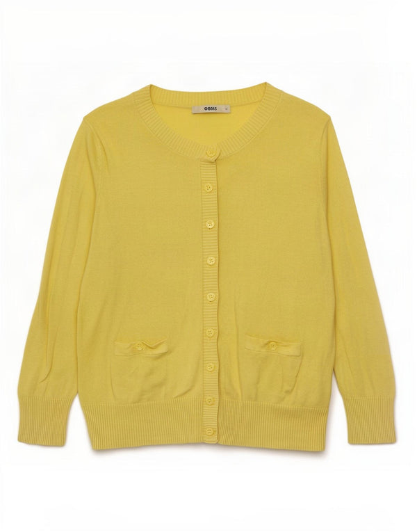 Damski sweter rozpinany Oasis z rękawem 3/4, UK 12, średni żółty, bawełniany
