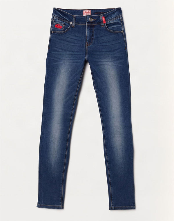 Damskie jeansy Superdry Rosefill Super Skinny W30 L32 Niebieskie, bawełniane