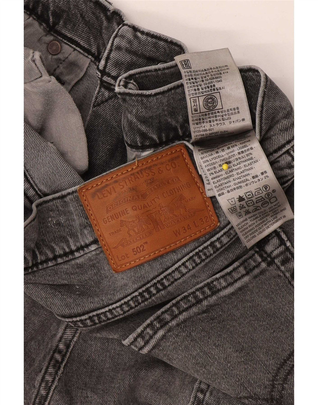Męskie jeansy Levi's 502 Tapered W34 L32 Szara bawełna