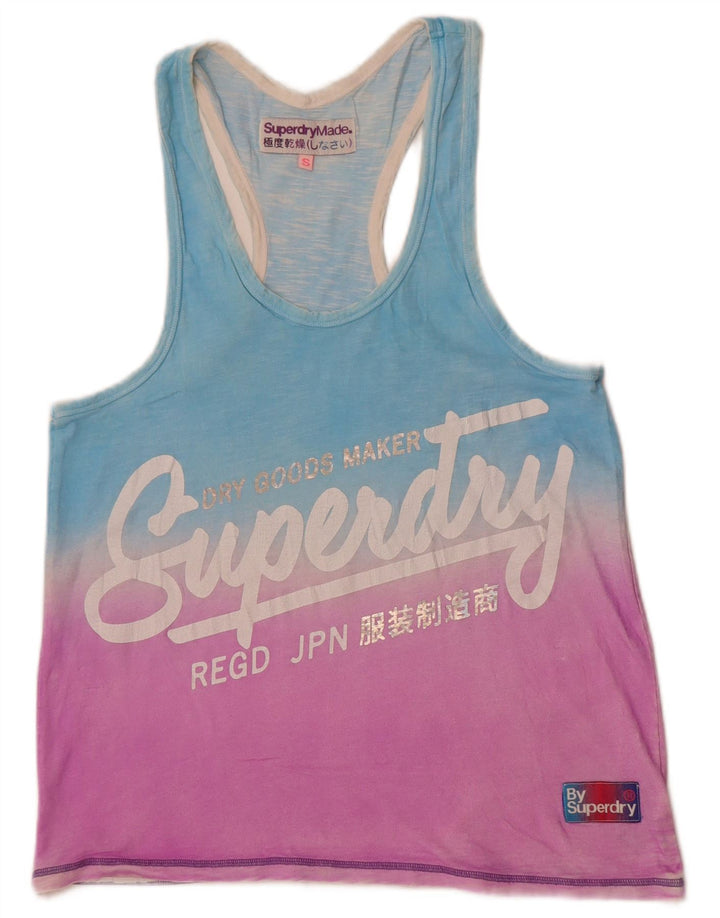 Męski top z kamizelką Superdry z grafiką, mały, niebieski, bawełniany z blokami kolorów