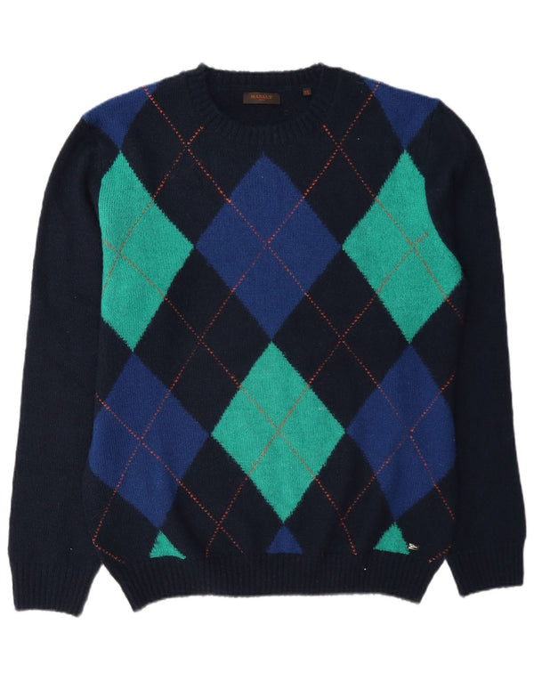 Markup Męski sweter z okrągłym dekoltem XL Granatowy Argyle/Diamentowy Akryl