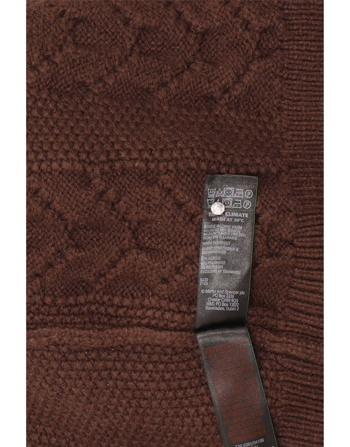 Marks & Spencer Damski sweter z golfem UK 10 Mały brązowy akryl