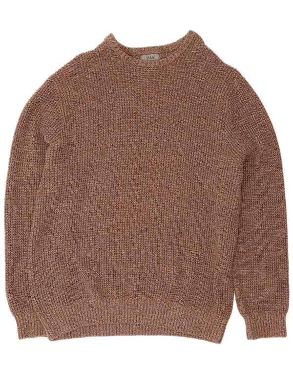 Marks & Spencer Męski sweter z okrągłym dekoltem, 2XL, brązowy, bawełniany