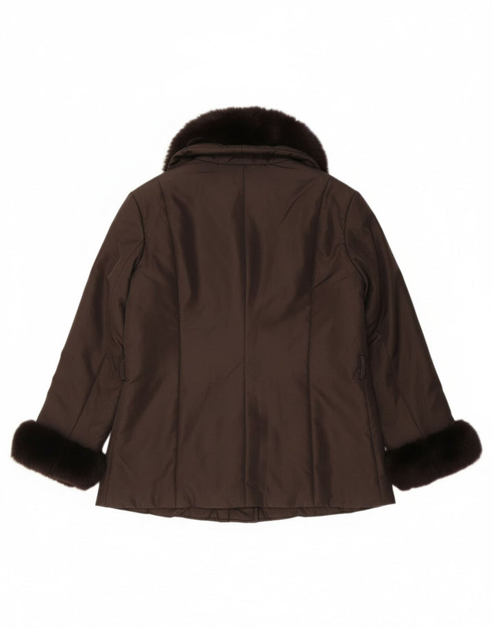 Luisa Spagnoli Damska, oversize'owa ocieplana kurtka UK 10, mała, brązowa, poliester