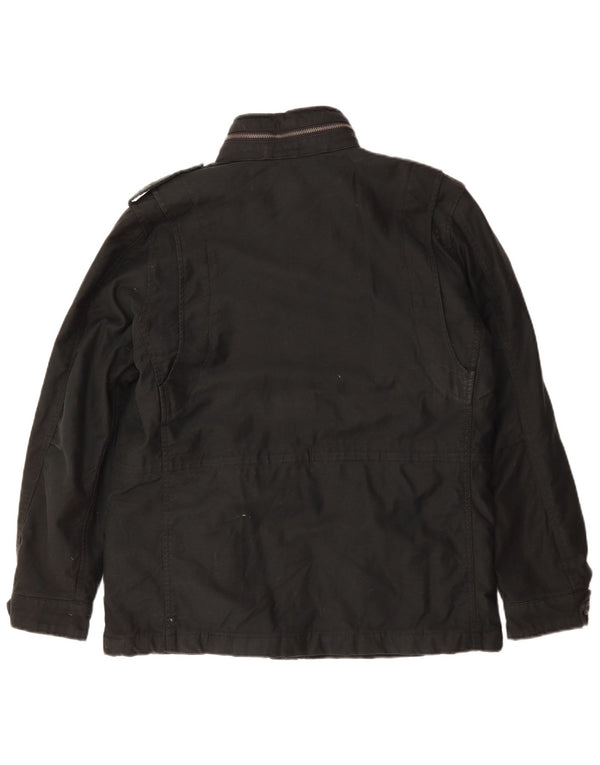 Męska kurtka wojskowa z kapturem Superdry UK 40, duża, czarna, poliestrowa