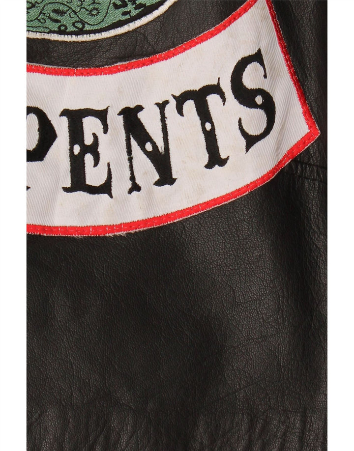 SOUTH SIDE SERPENTS Womens Graphic Leather Biker Jacket UK 12 Medium Black Vintage South Side Serpents and Second-Hand South Side Serpents from Messina Hembry 