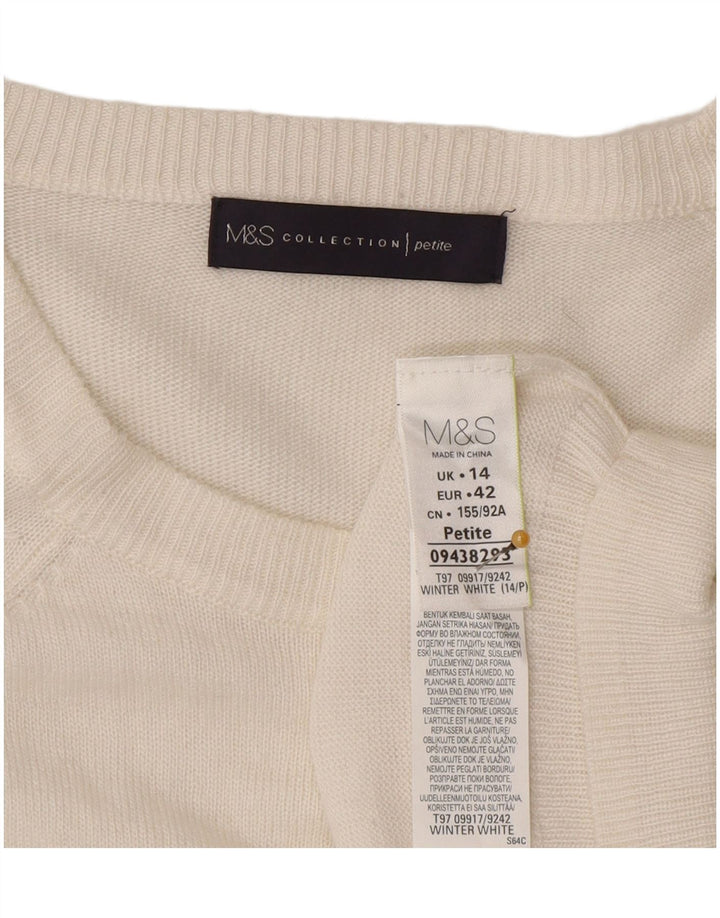 Marks & Spencer Damski sweter z okrągłym dekoltem, UK 14, duży w kolorze złamanej bieli