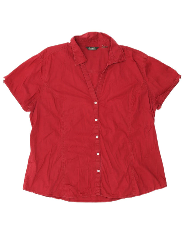 Koszula damska z krótkim rękawem EDDIE BAUER UK 18 XL, bordowa, bawełniana