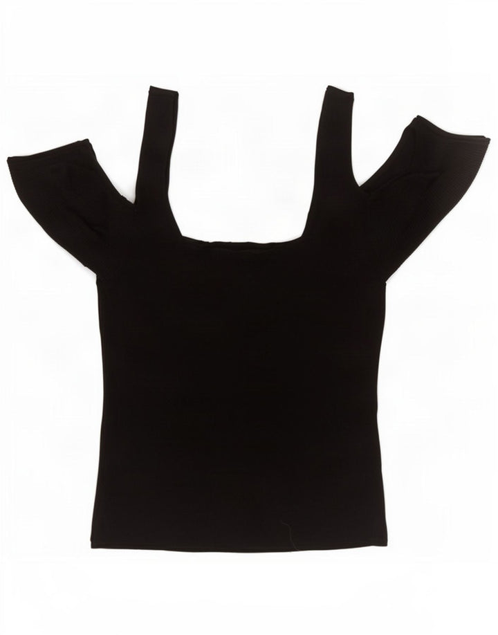 Topshop damski top z odkrytymi ramionami UK 10 Small, czarna wiskoza