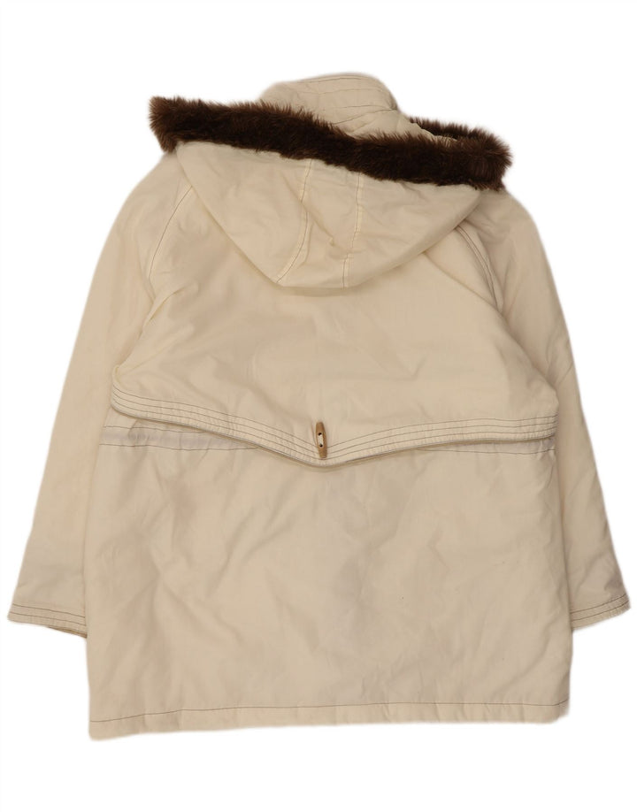 Damski płaszcz z kapturem MAJESTIC UK 20 2XL w kolorze złamanej bieli w kwiaty