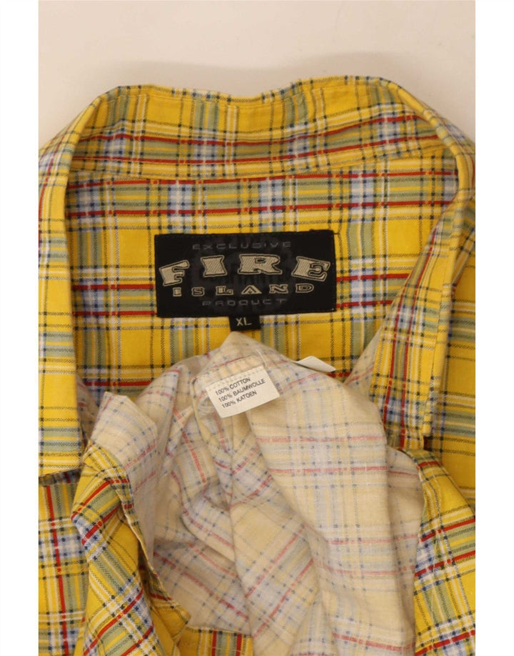 Koszula męska w stylu vintage XL, bawełniana w żółtą kratkę