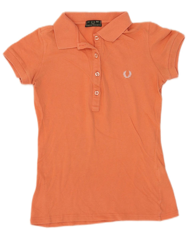 Fred Perry Womens Polo Shirt UK 4 XS Orange Cotton