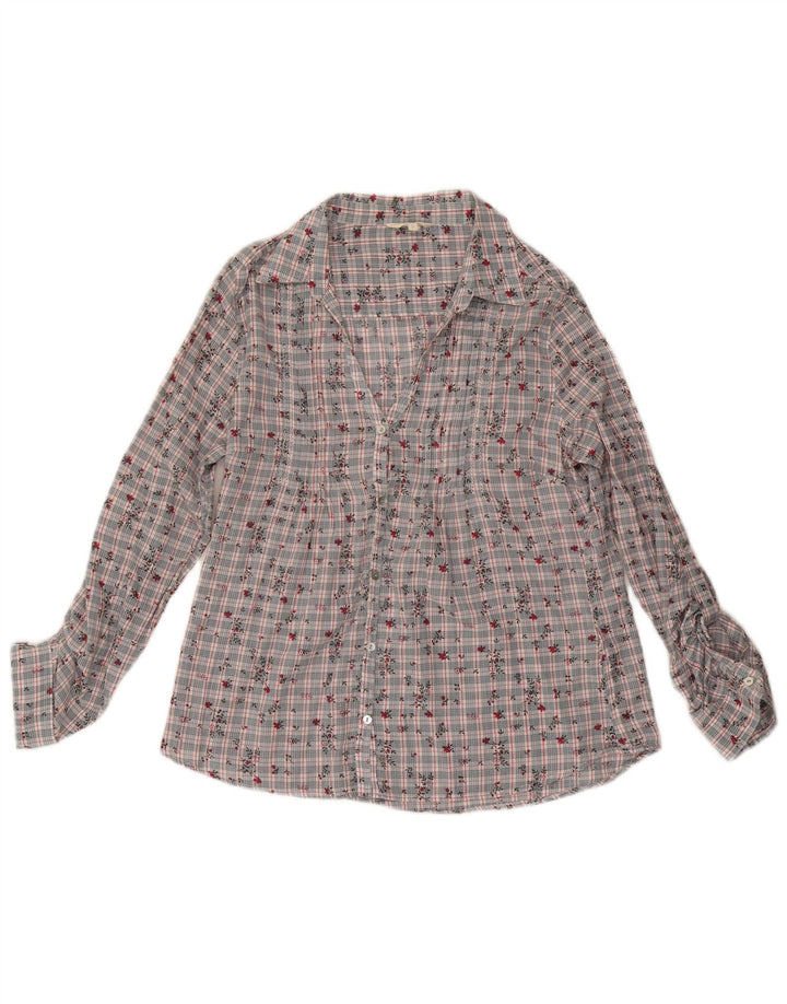 Damska bluzka koszulowa White Stuff UK 14 Średnioszara, bawełniana w kwiaty