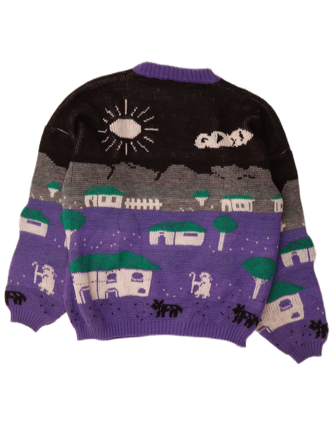 Damski sweter z okrągłym dekoltem ALTA MODA UK 16, duży fioletowy blok kolorów