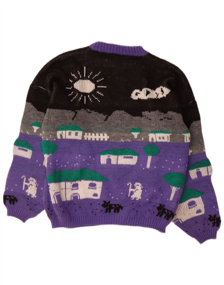 Damski sweter z okrągłym dekoltem ALTA MODA UK 16, duży fioletowy blok kolorów