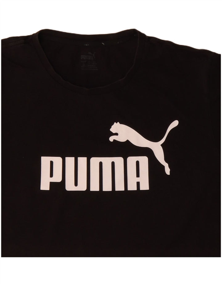 Męska koszulka z grafiką Puma, duża, czarna, bawełniana