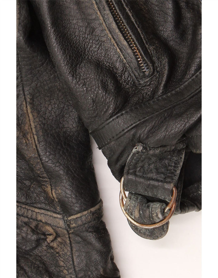 Clout Męska skórzana kurtka motocyklowa UK 42 XL, czarna skóra