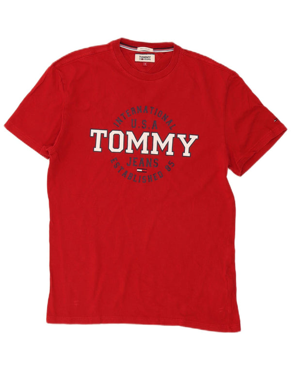 Męski T-shirt z grafiką Tommy Hilfiger o regularnym kroju, mały, czerwony, bawełniany
