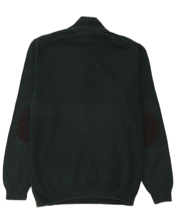 Męski sweter zapinany na zamek Massimo Dutti, średniozielony, bawełniany