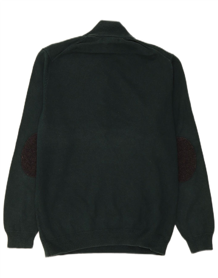 Męski sweter zapinany na zamek Massimo Dutti, średniozielony, bawełniany
