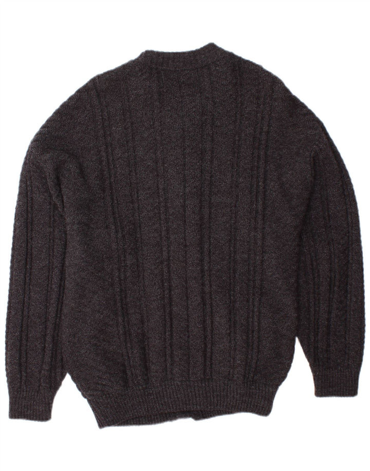 Męski sweter rozpinany VINTAGE, mały, szary Argyle/diamentowy akryl