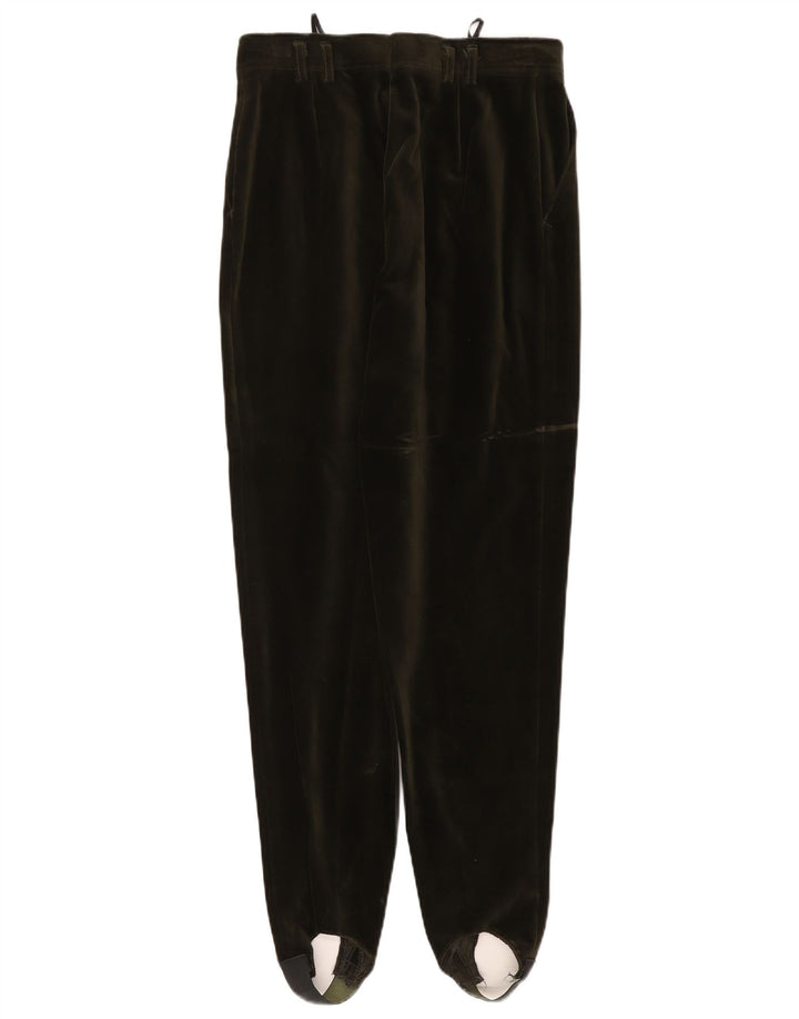 Aksamitne spodnie damskie VINTAGE EU 40 Medium W27 L29 Zielona bawełna