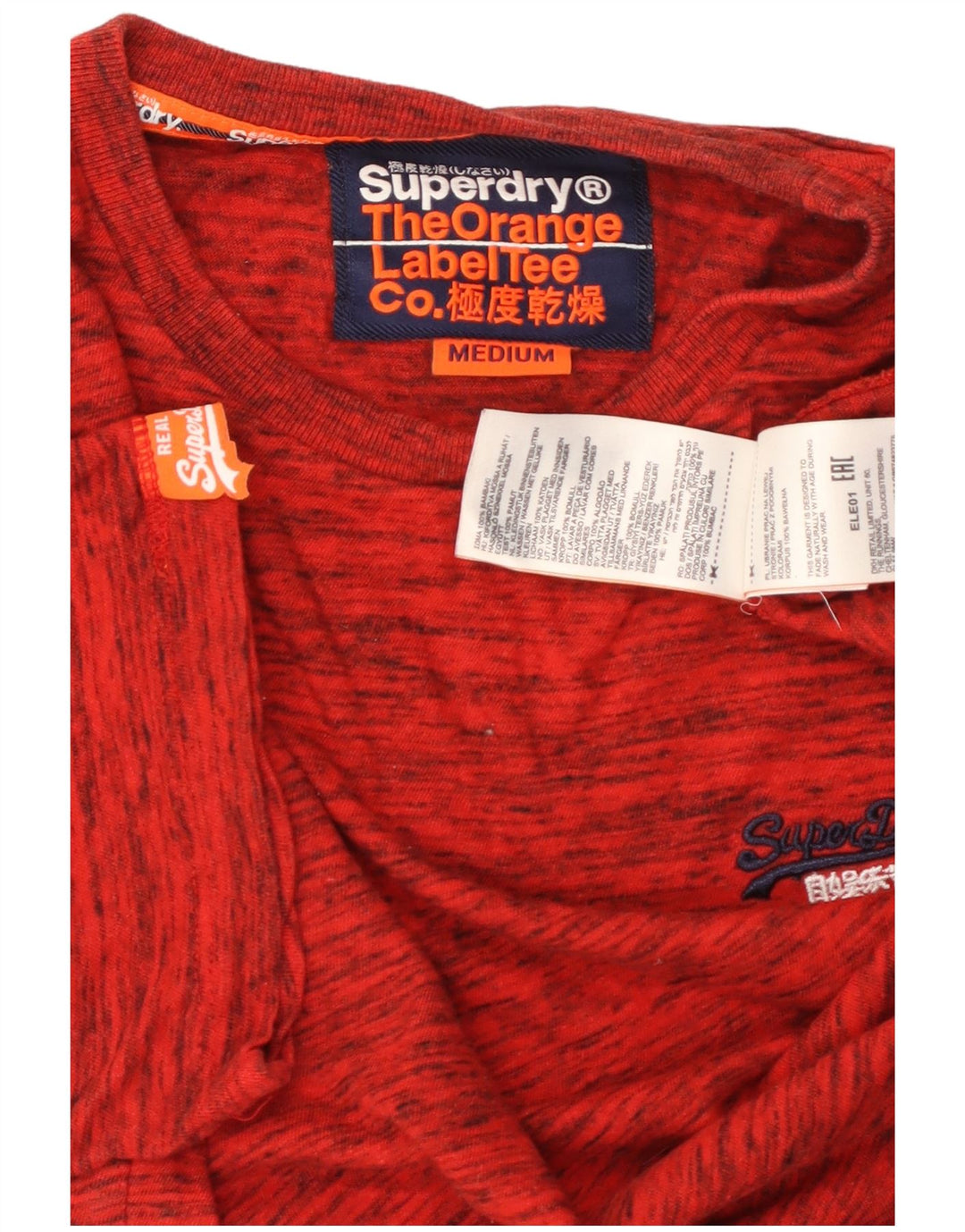 SUPERDRY Męski T-shirt Top z bawełny w kolorze średniej czerwonej plamki