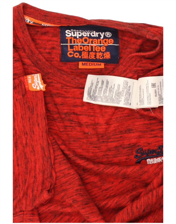 SUPERDRY Męski T-shirt Top z bawełny w kolorze średniej czerwonej plamki