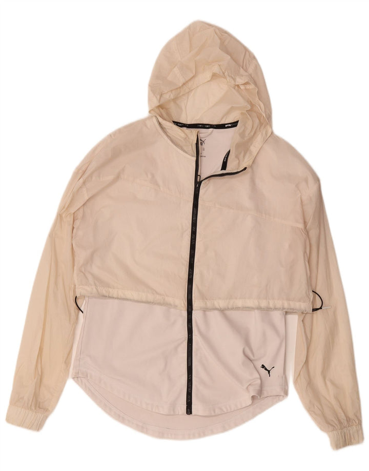 Damska kurtka przeciwdeszczowa Puma z kapturem, oversize UK 6 XS Off White Nylon