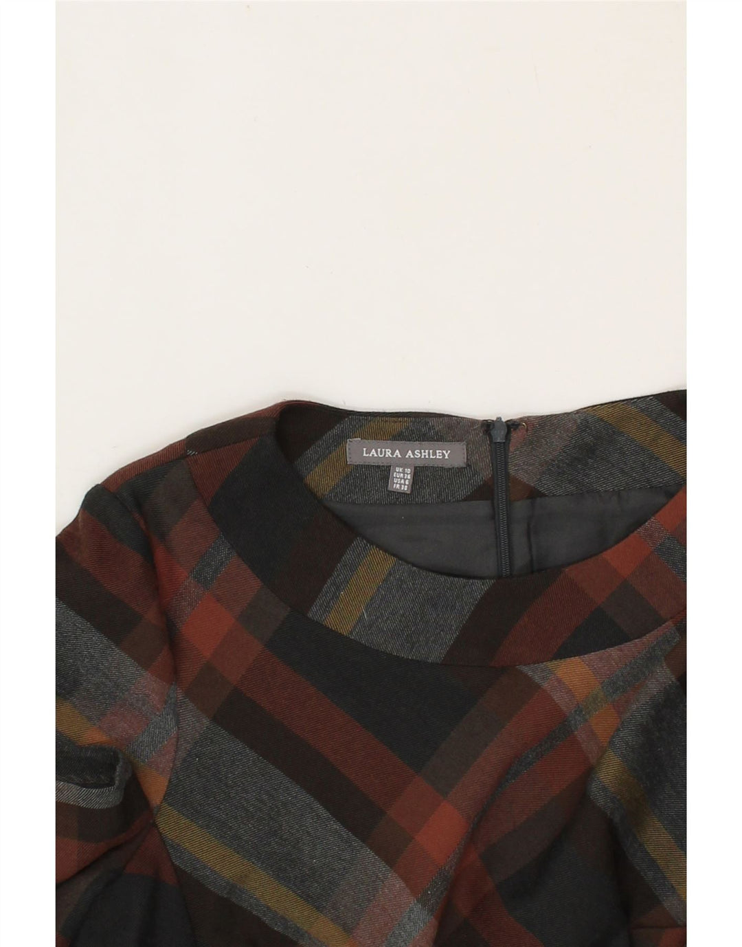 LAURA ASHLEY Womens Shift Dress UK 10 Small  Black Check Polyester Vintage Laura Ashley and Second-Hand Laura Ashley from Messina Hembry 
