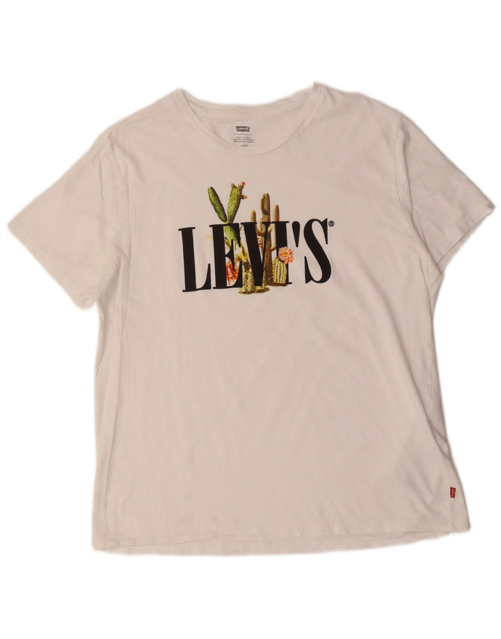 Męski T-shirt z grafiką Levi's, duży, biały, bawełniany