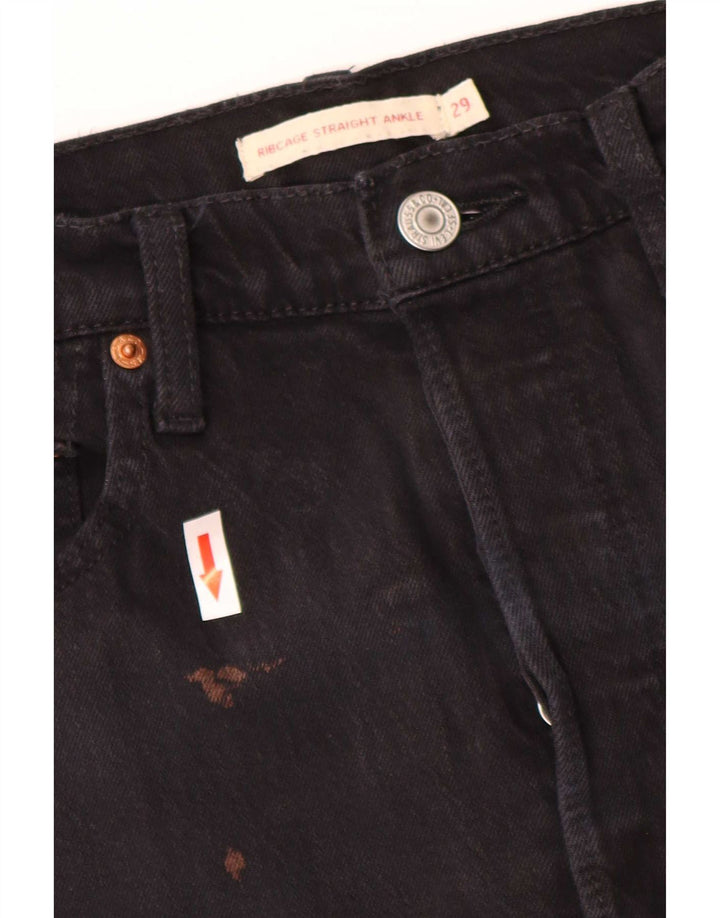 Damskie jeansy Levi's Ribcage Straight W29 L27 Czarne bawełniane