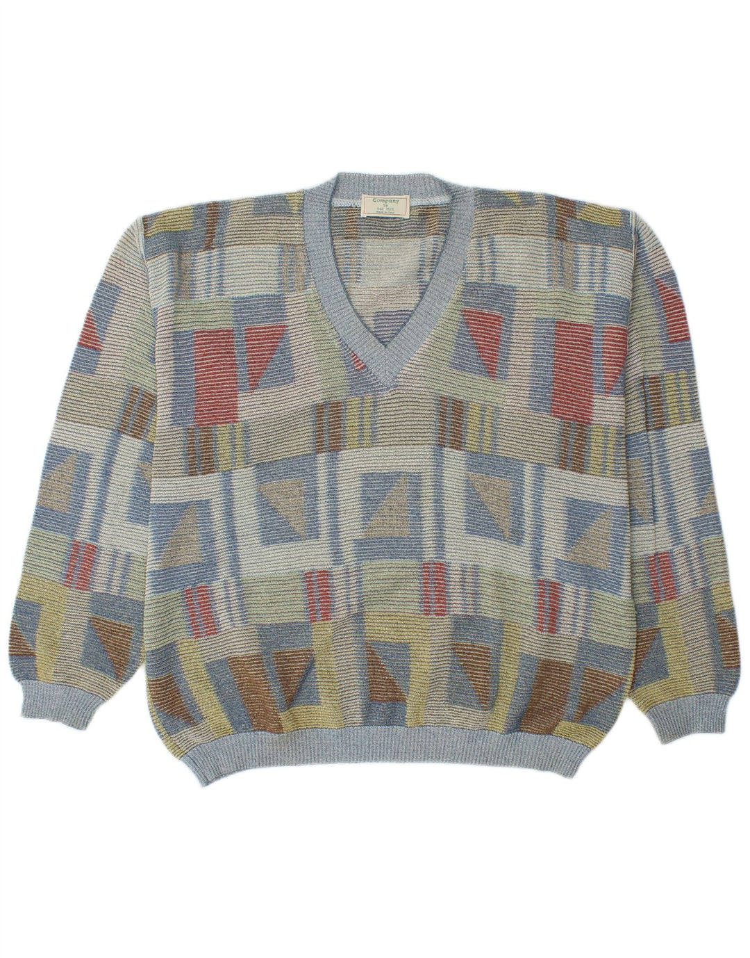Męski sweter w stylu VINTAGE IT 52, duży, wielokolorowy, geometryczny