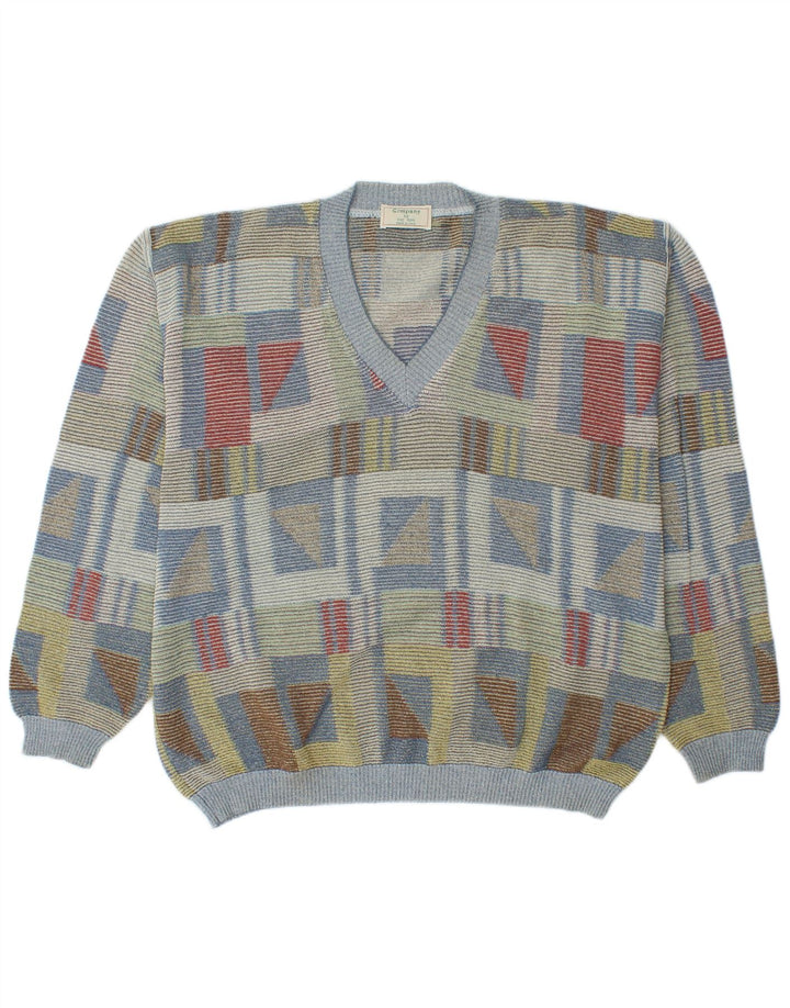 Męski sweter w stylu VINTAGE IT 52, duży, wielokolorowy, geometryczny
