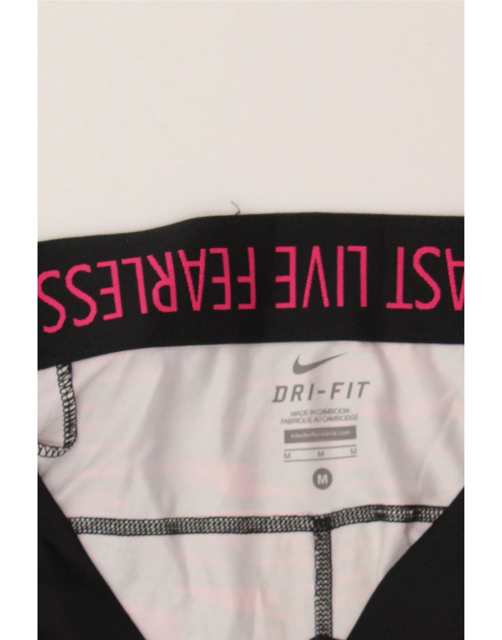 NIKE Womens Dri Fit Capri Leggings UK 12 Medium Pink Geometric Polyester Vintage Nike and Second-Hand Nike from Messina Hembry 