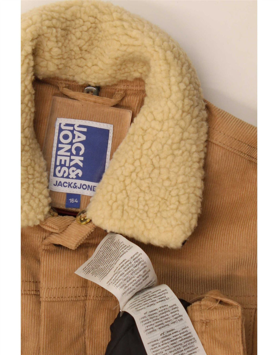 Kurtka sztruksowa Jack & Jones dla chłopców 13-14 lat, beżowa, bawełniana