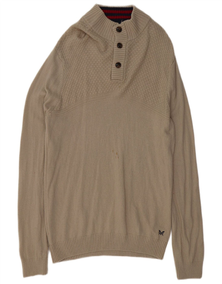 Crew Clothing Męski sweter zapinany na guziki XL Szary owcza wełna