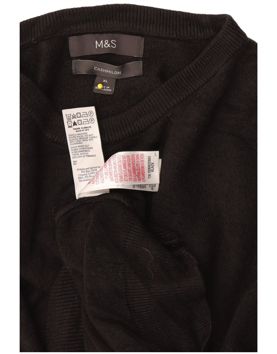 Marks & Spencer Damski sweter z okrągłym dekoltem XL, czarny akryl