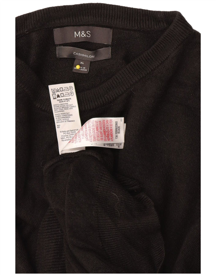 Marks & Spencer Damski sweter z okrągłym dekoltem XL, czarny akryl