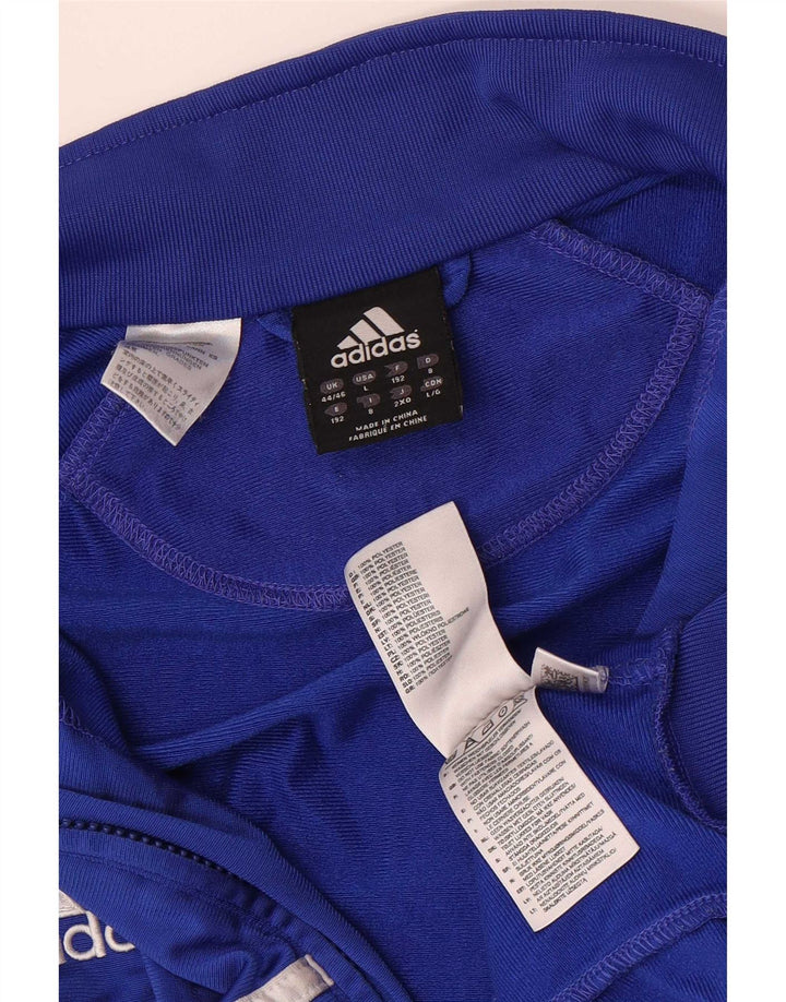 Adidas Męska bluza dresowa UK 44/46 Duży niebieski poliester z blokami kolorów