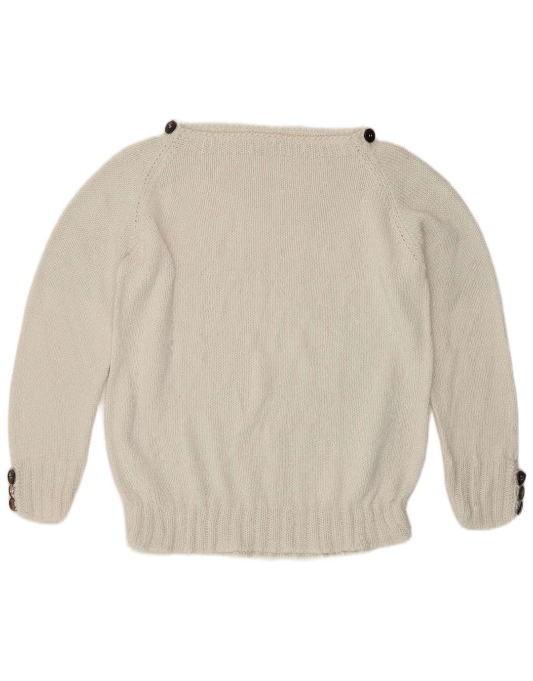 Sweter damski w stylu vintage z dekoltem w łódkę UK 12 Średni biały