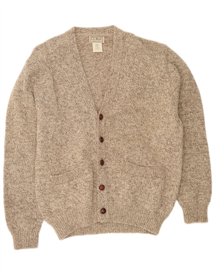 L.L.Bean Męski sweter kardiganowy, duży, beżowy, wełniany