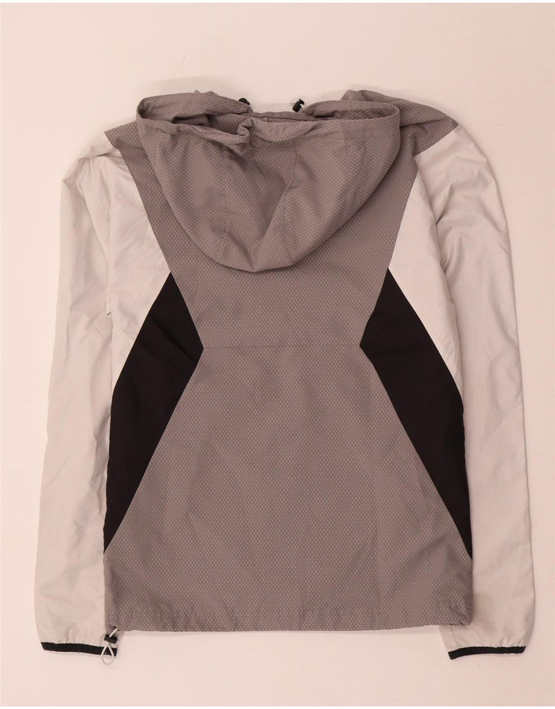 Męska kurtka przeciwdeszczowa Adidas z kapturem UK 34 XS Szary poliester z blokami kolorów