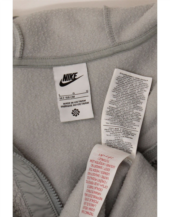 NIKE Boys Hooded Fleece Jacket 12-13 Years Large Grey Polyester Vintage Nike and Second-Hand Nike from Messina Hembry 