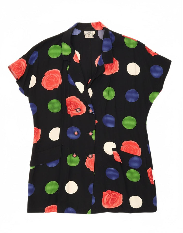 LUIGI Womens Shirt Dress IT 42 Medium Black Floral Viscose Vintage Luigi and Second-Hand Luigi from Messina Hembry 