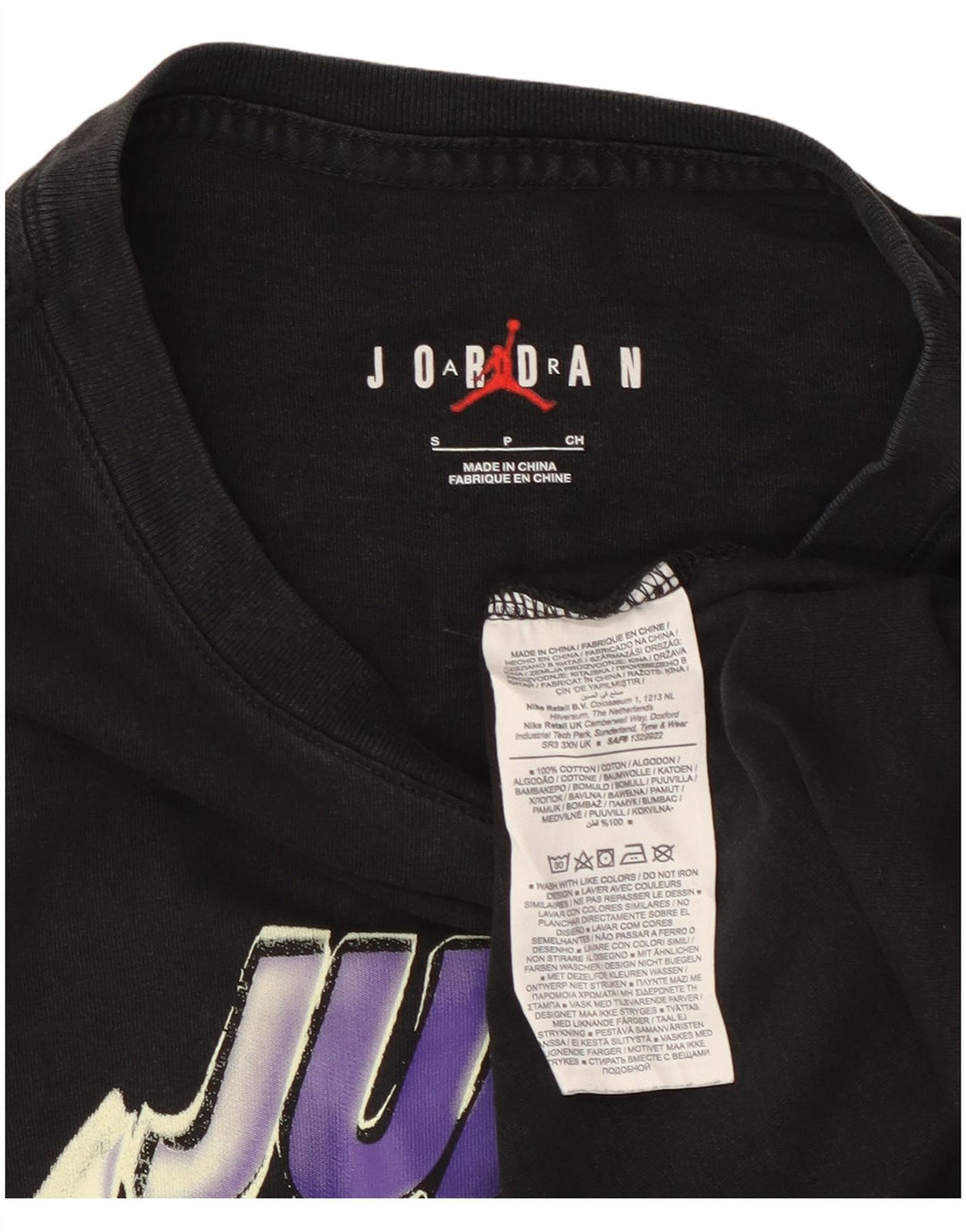 Męski T-shirt z grafiką JORDAN, mały, czarny, bawełniany