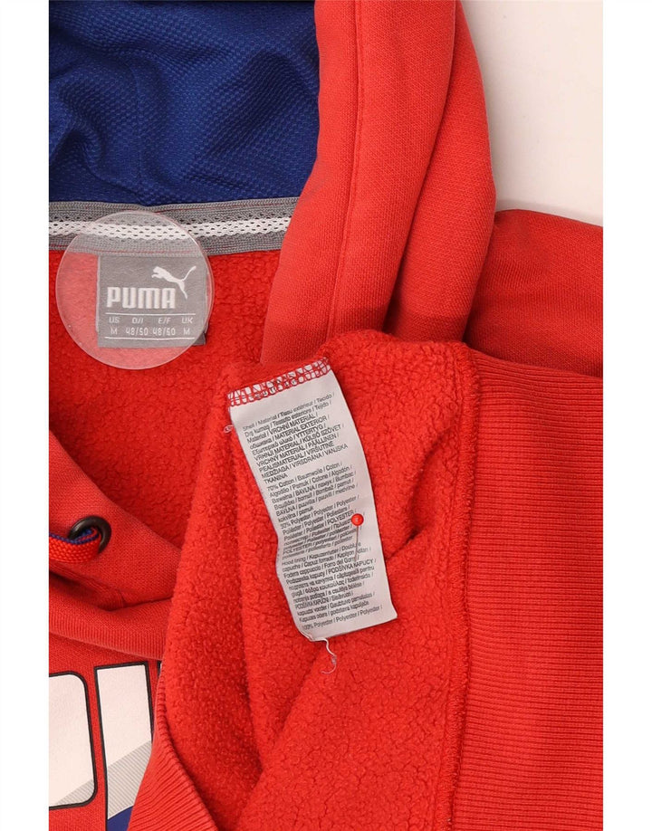 Męski sweter z kapturem Puma z grafiką, średnio czerwony, bawełniany
