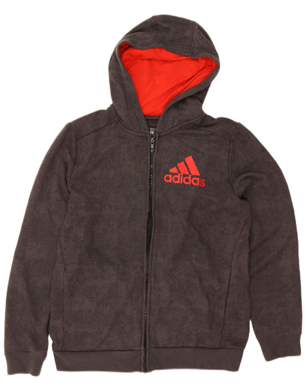 Chłopięcy sweter Adidas z grafiką i zamkiem błyskawicznym 13-14 lat Szary poliester